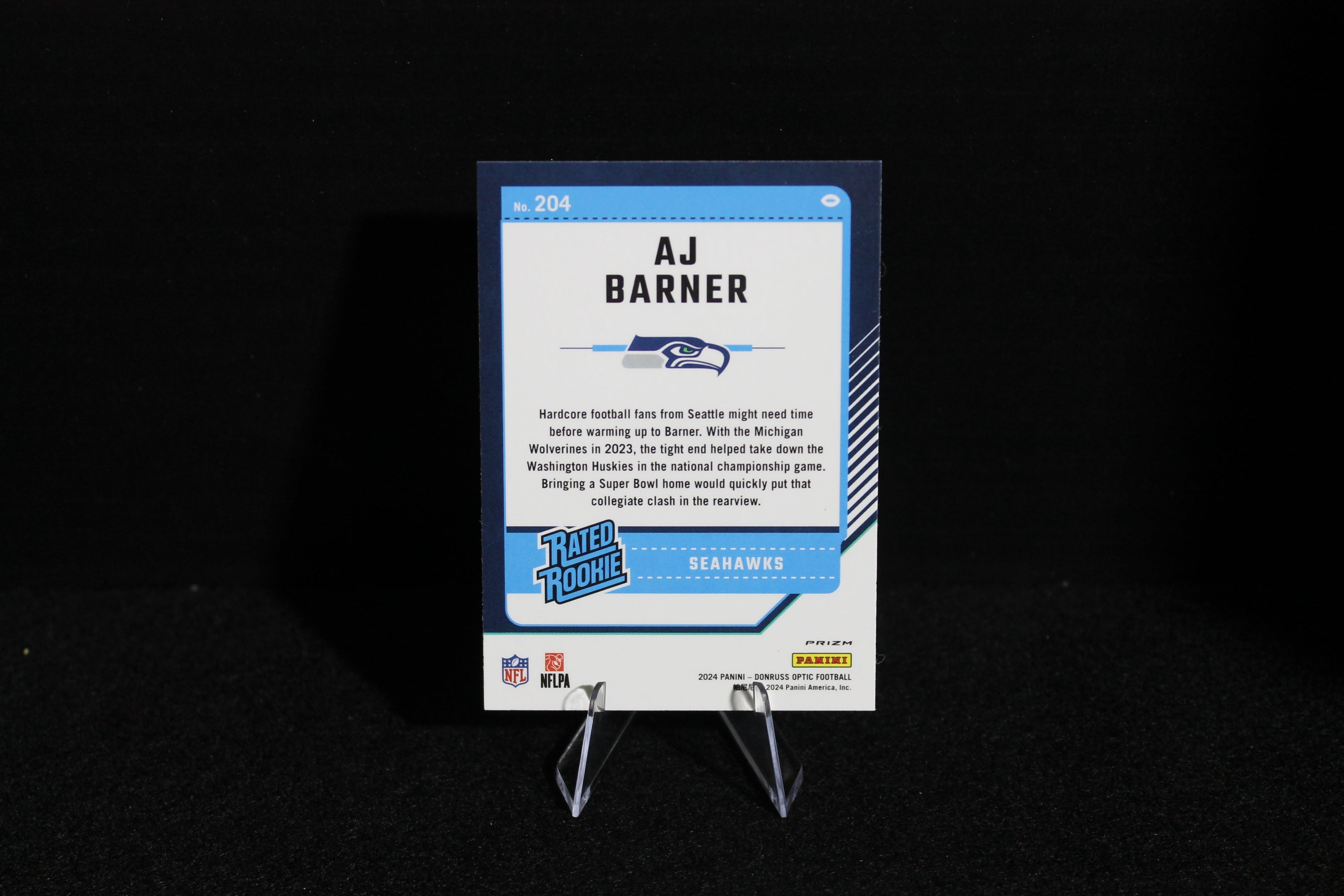 AJ Barner - 2024 Donruss Optic - Purple Shock - Rated Rookie