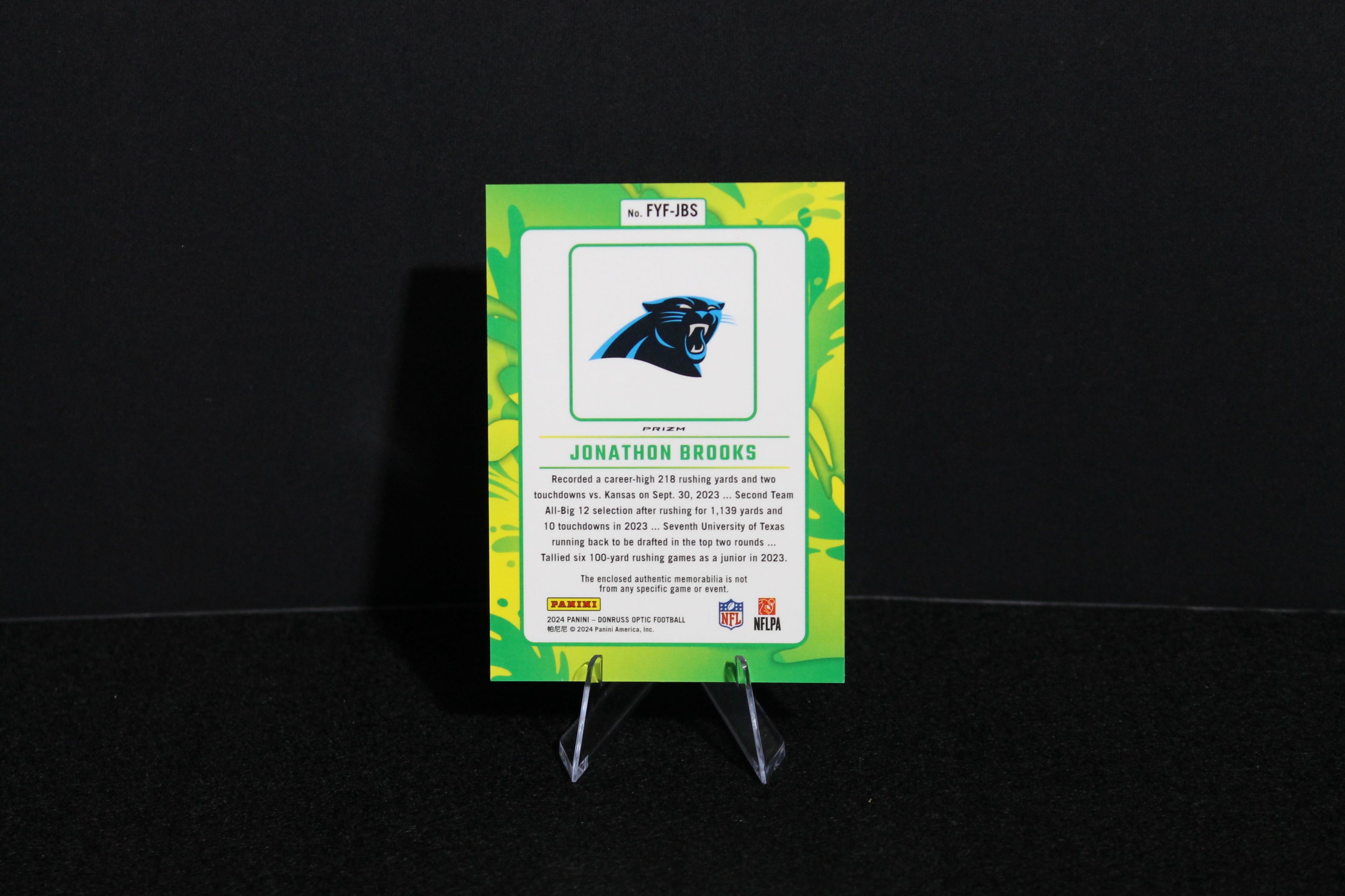 Jonathan Brooks - 2024 Donruss Optic - First Year Fresh Patch - Rookie