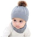 Organic Cotton Kids Beanie & Scarf Set | Chunky Knit Pom Pom Winter Set