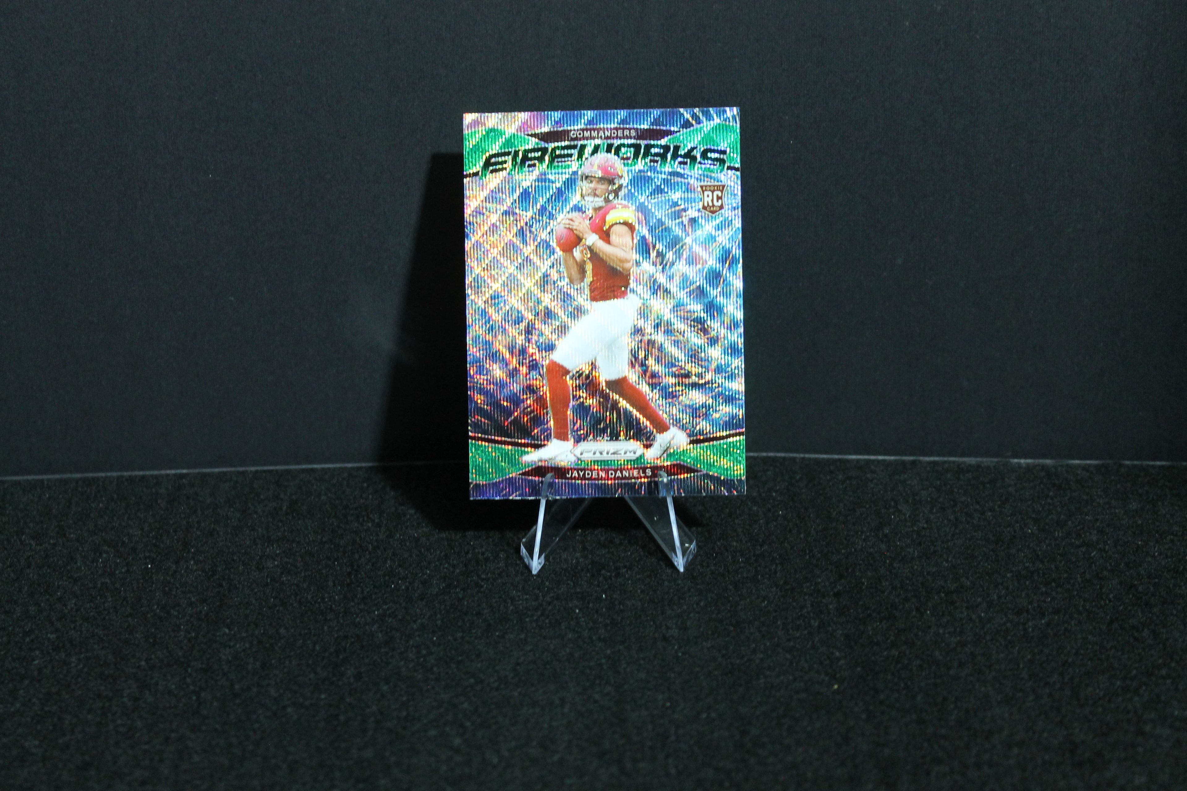 Jayden Daniels - 2024 Panini Prizm - Green Wave Fireworks - Rookie