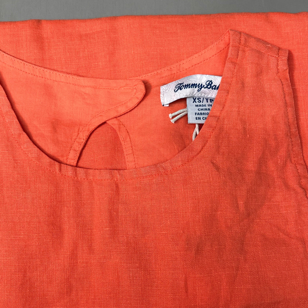 TOMMY BAHAMA Two Palms Linen Shift Short Dress Sz XS Burnt Coral TW615379 (New)
