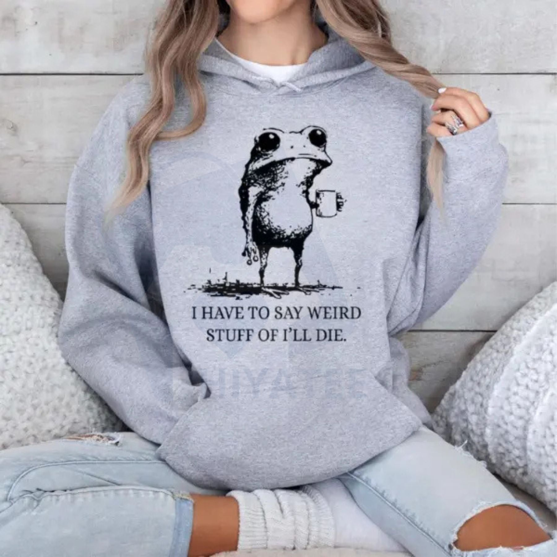 "I Have To Say Weird Stuff Or I'll Die" Frog Hoodie – Funny Unhinged Animal Parody Tee, Sarcastic Gift