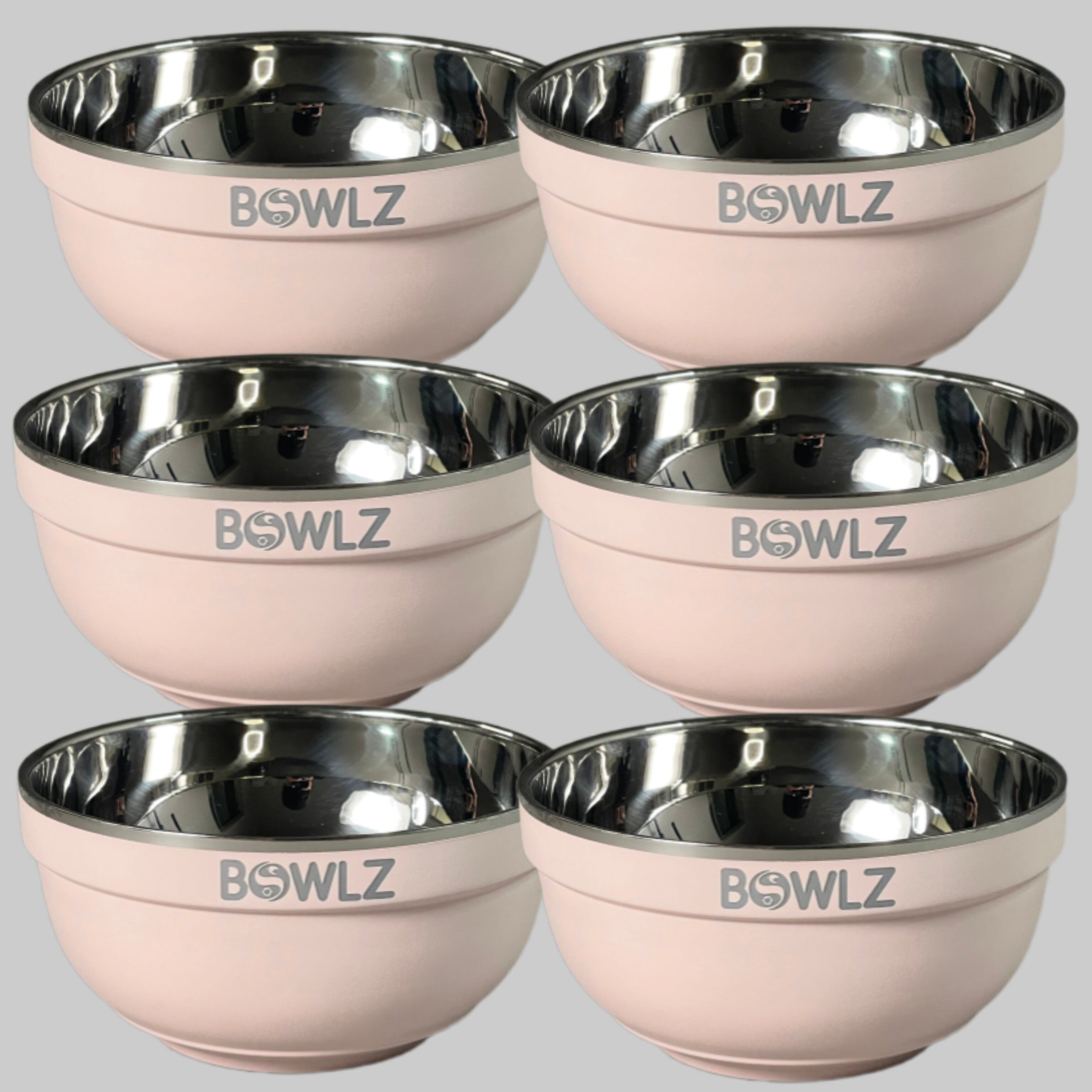 BOWLZ Set of 6 Stainless Steel Insulated Bowl 16 oz Pink (New) ~Keeps Ice Cream Cold!~