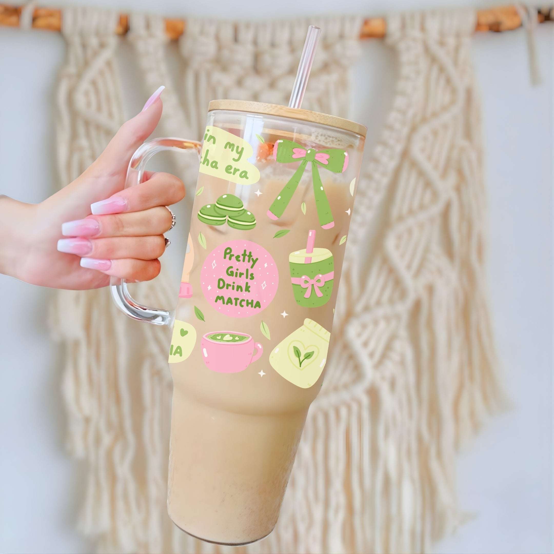 In My Matcha Era Glass Cup