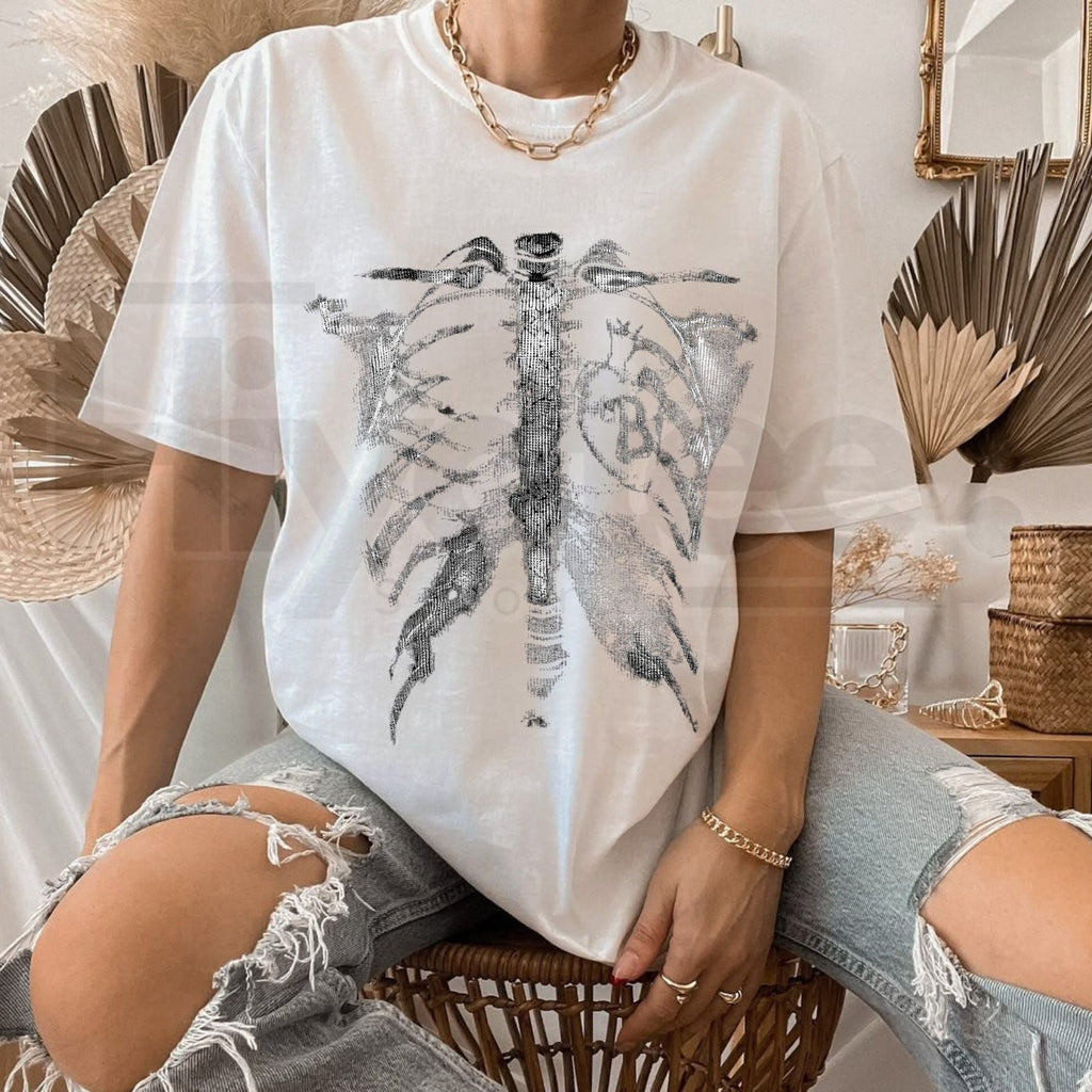 Inflation Skeleton Ribcage T-Shirt – Oversized Thermal Tee