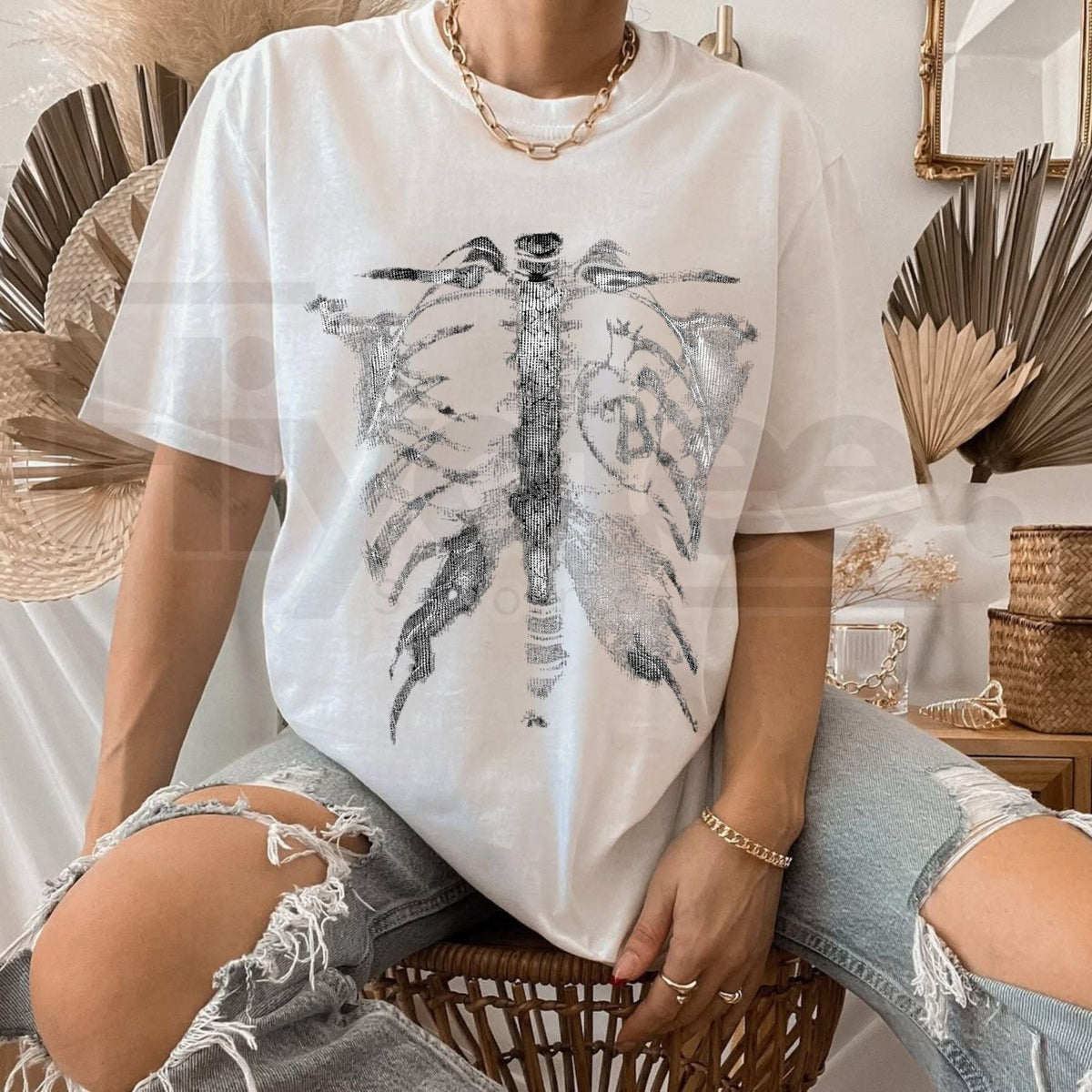 Inflation Skeleton Ribcage T-Shirt – Oversized Thermal Tee