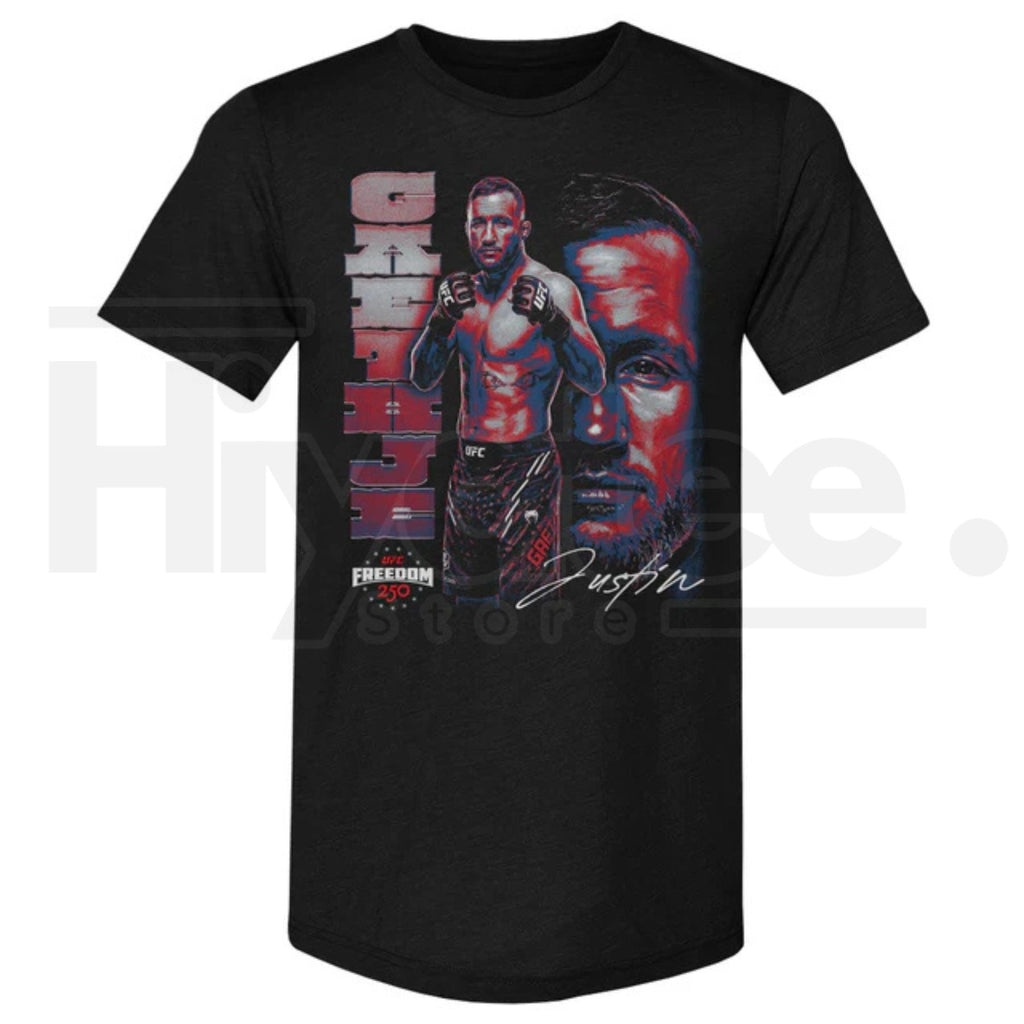 Justin Gaethje UFC Freedom Vertical Name T-Shirt – Highlight MMA Fan Graphic Tee
