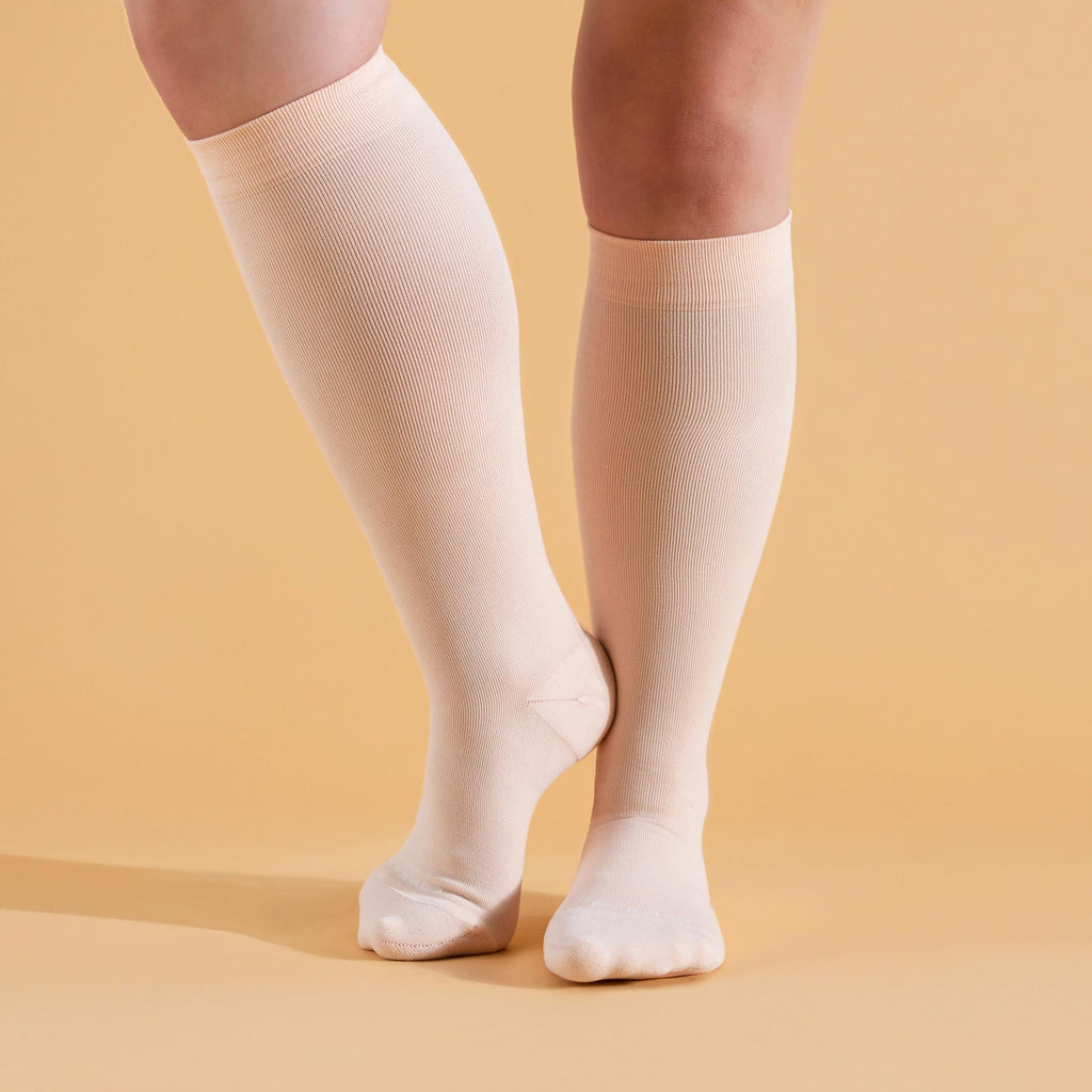 Knee-High Compression Socks - 3 Pack Solids Black/Rose/White