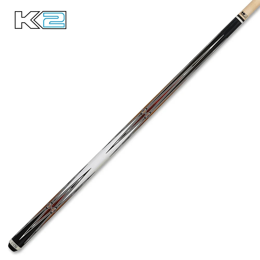 K2 Wrapless Cue With Gloss Black & Cocobolo Points