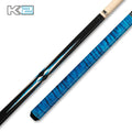 K2 Gloss Black Cue With Turquoise/White Floating Points & Blue Curly Design