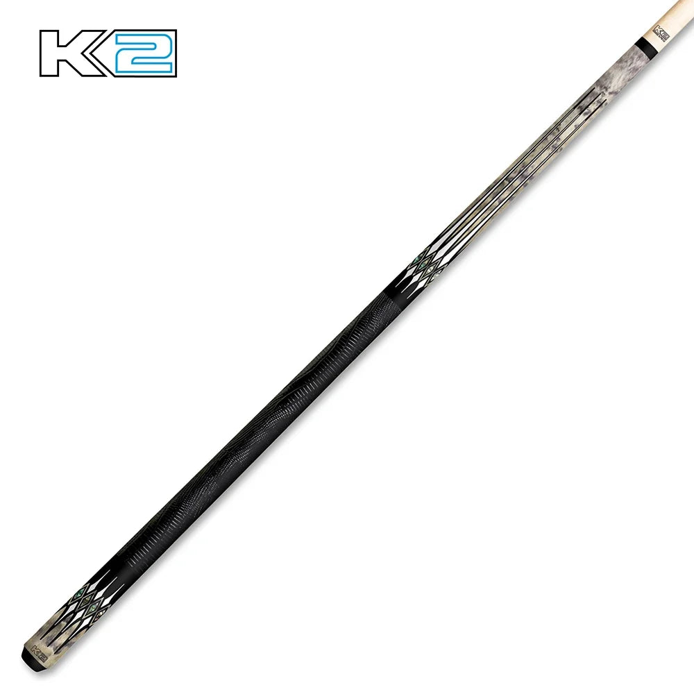 K2 Cue With Abalone Floating Points & Black Embossed Lizard Wrap