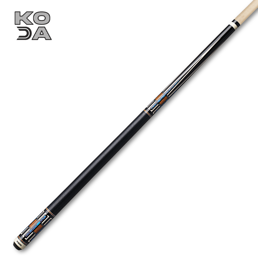 Koda Cue Stick - Black with Blue Recon Overlay, Irish Linen wrap, & Maple Shaft