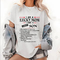 "Lucky Mom, Crazy Son" – Funny Sarcastic Mom Life Graphic Top