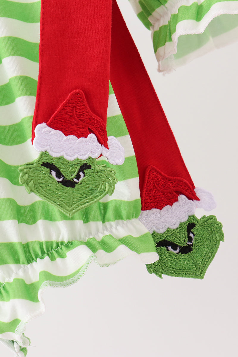 Green Stripe Grinch Applique Bubble