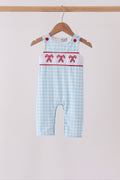 Blue Candy Cane Embroidery Gingham JonJon