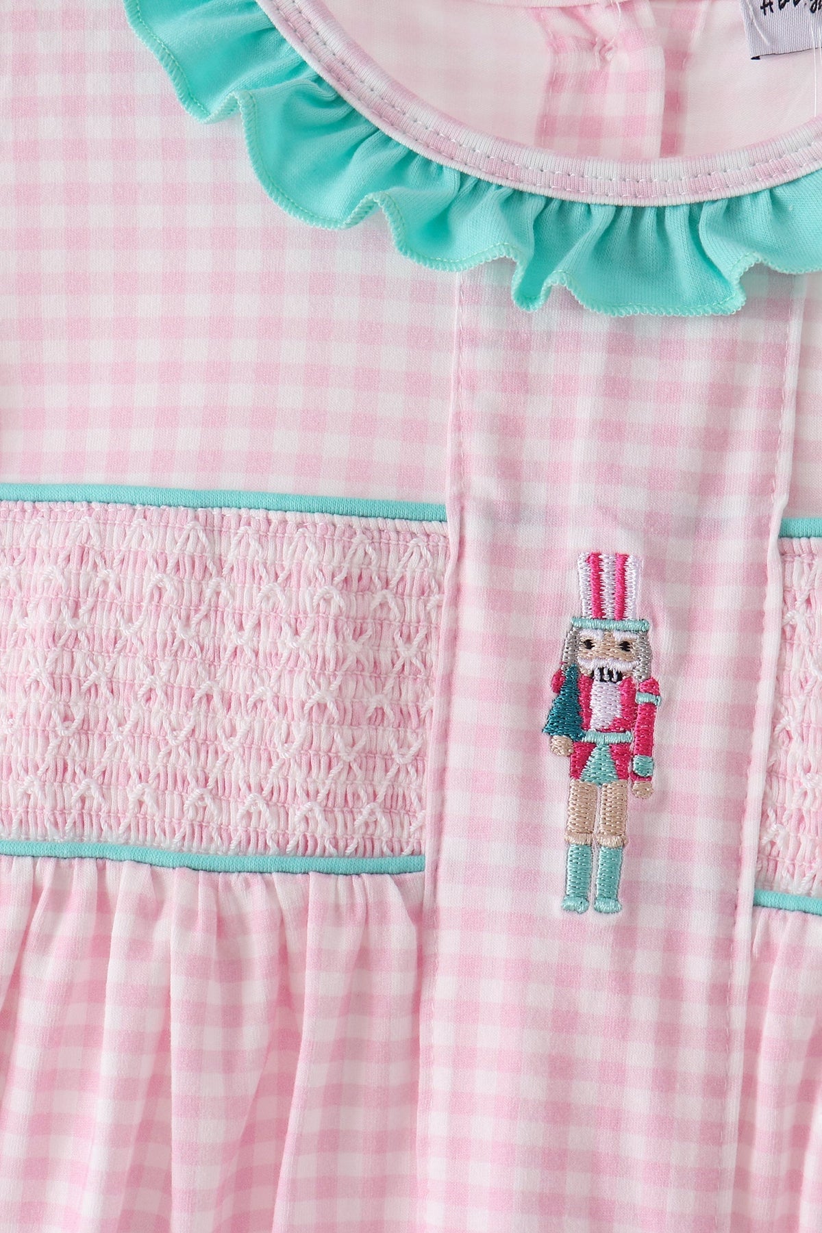 Pink Nutcracker Smocked Ruffle Dress