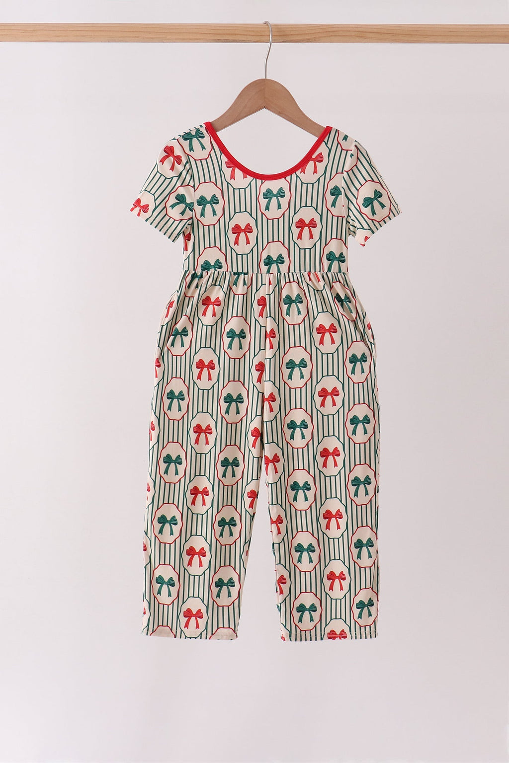 Green Christmas Bow Jumpsuit