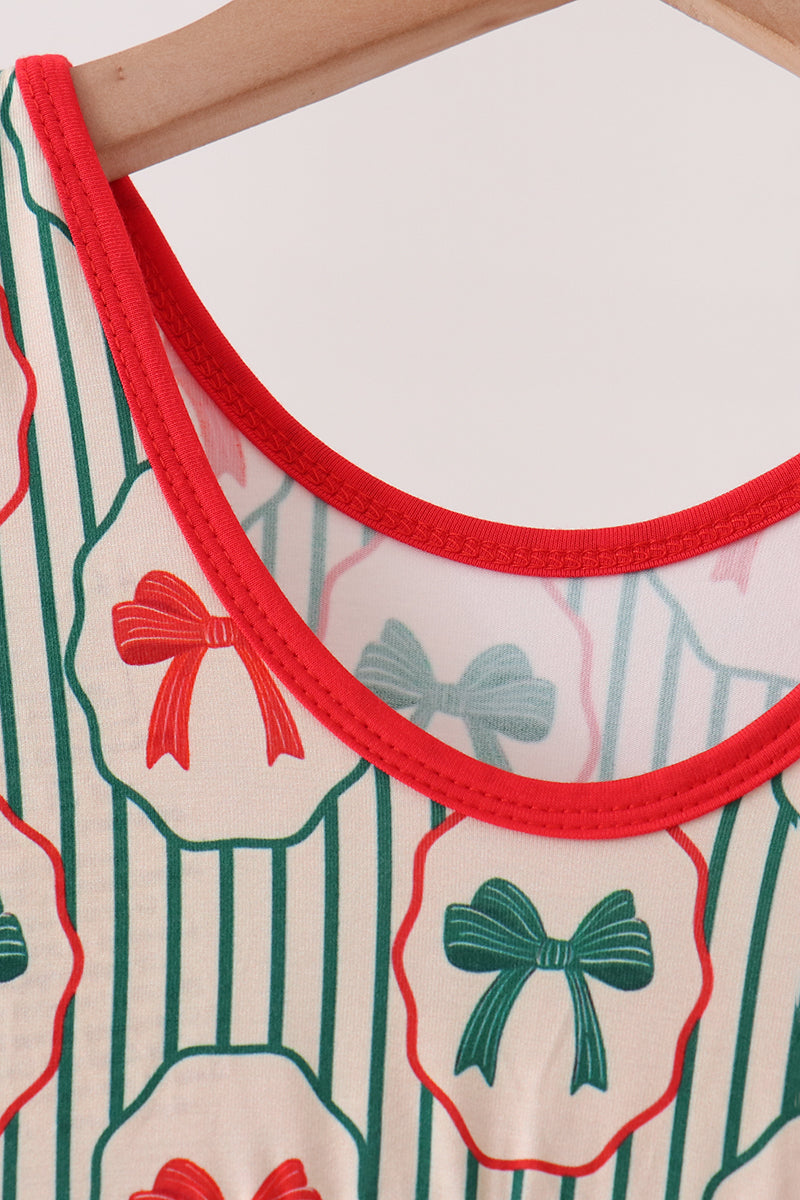 Green Christmas Bow Jumpsuit