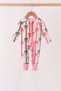 Pink Bow Zip Bamboo Romper