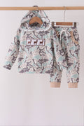 Hunting Deer Embroidery Ruffle Jogger Set