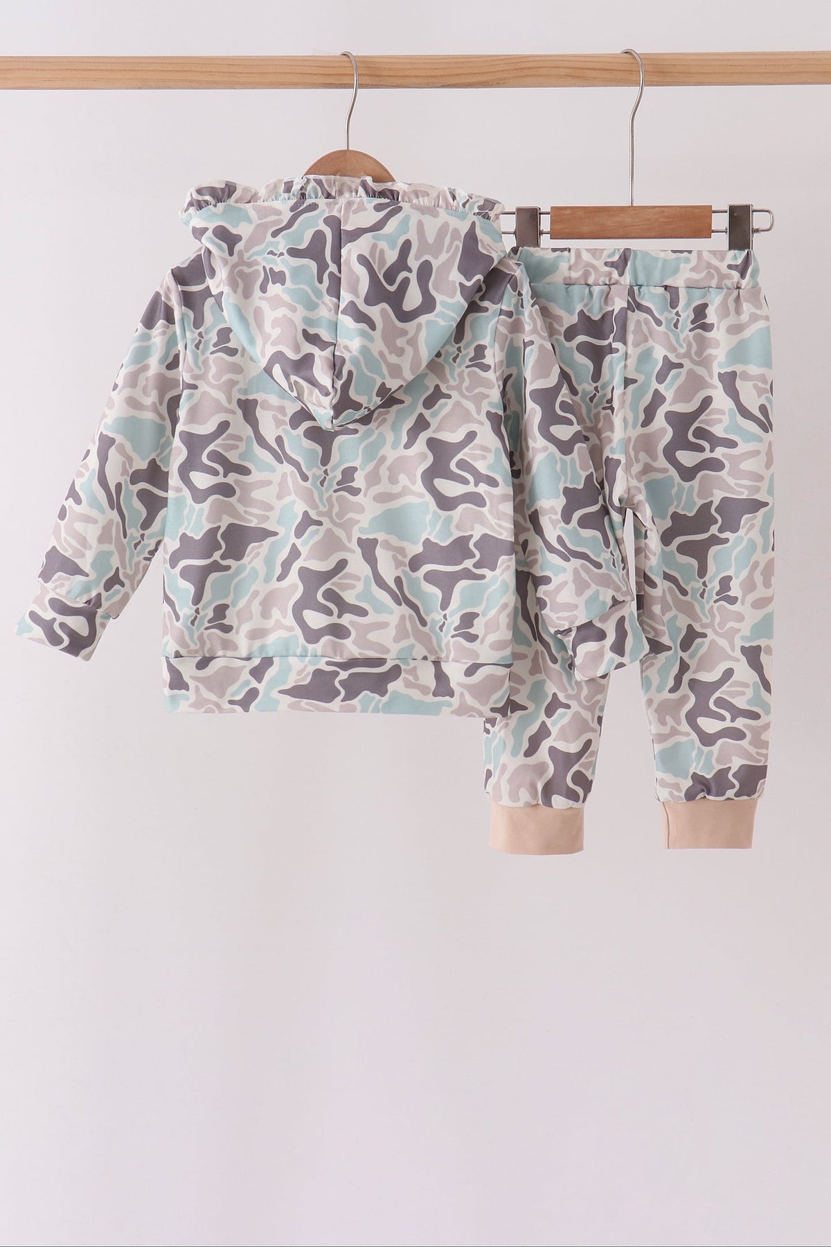 Hunting Deer Embroidery Ruffle Jogger Set