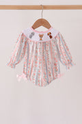 Pink Floral Puppy Embroidery Bow Bubble