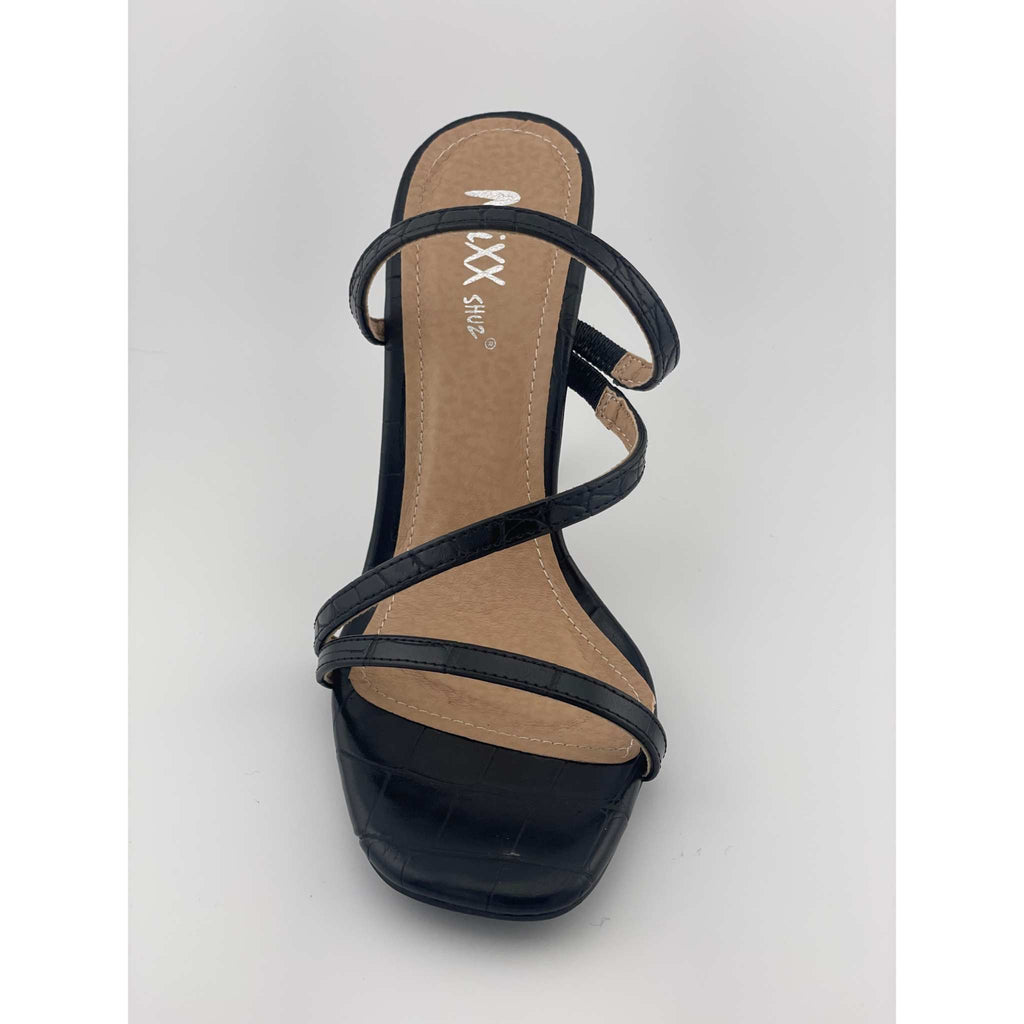 MIXX SHUZ MISS BLACK CROC PU HEELS
