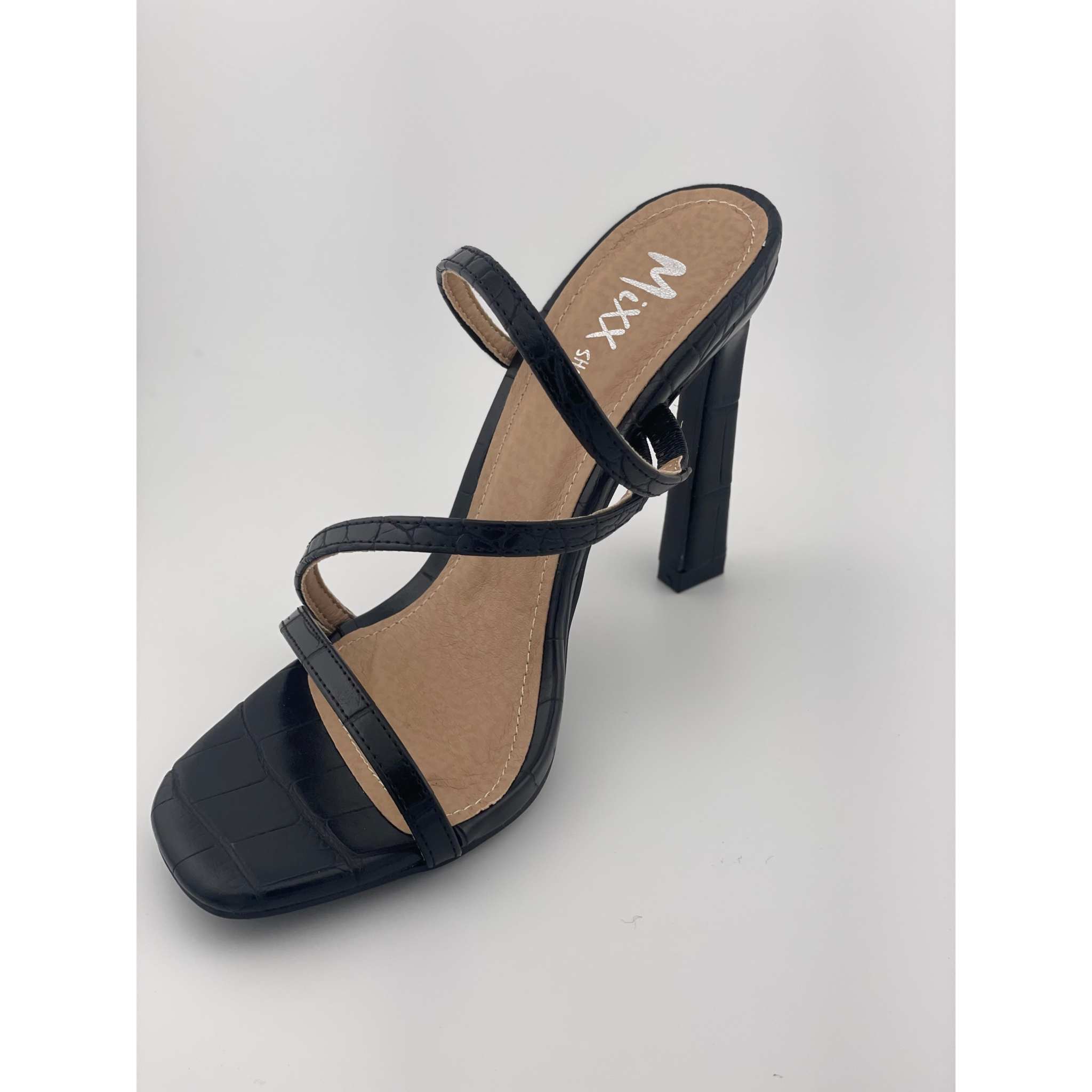 MIXX SHUZ MISS BLACK CROC PU HEELS