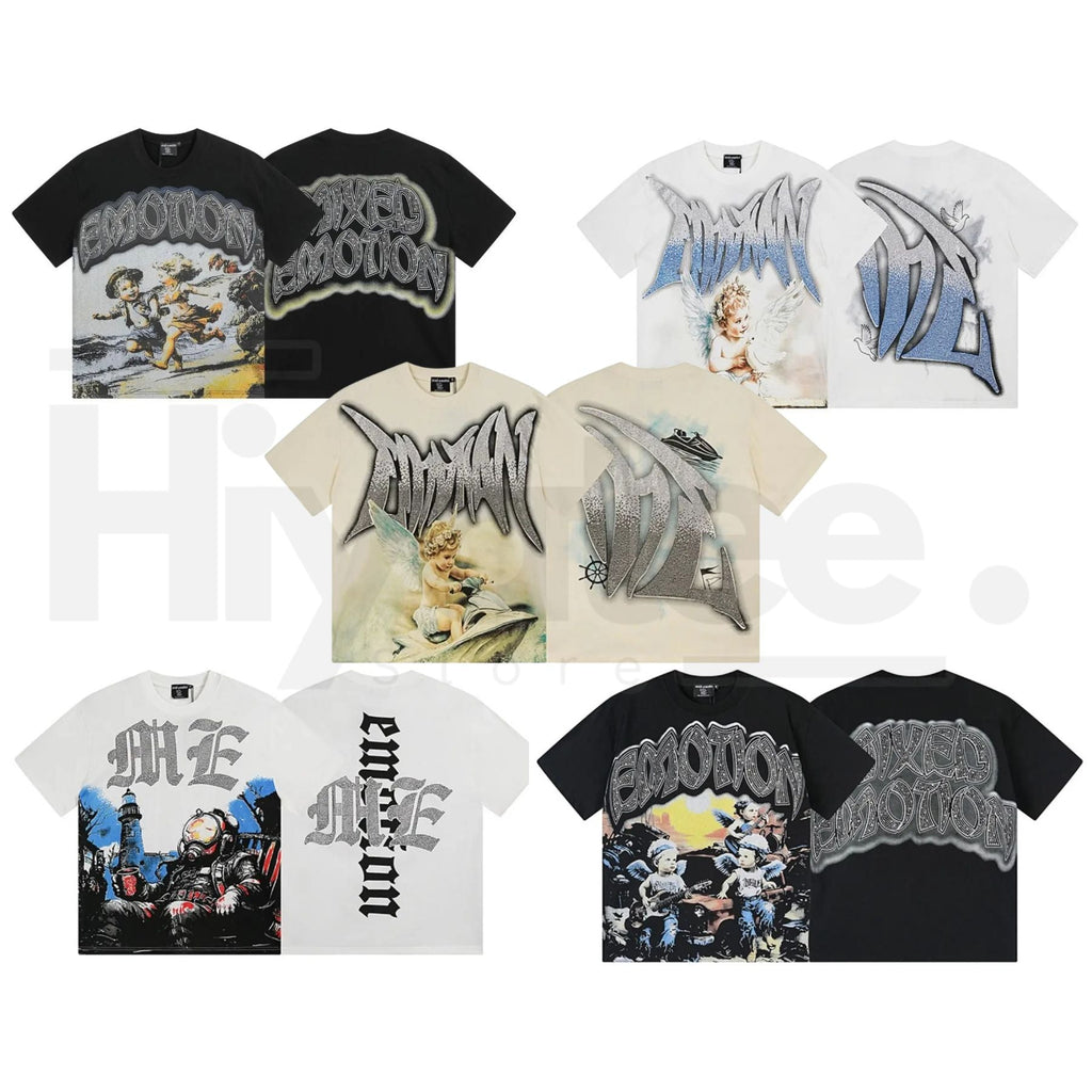 MIXED EMOTION Diamond Angel Graphic Tee – Y2K Vintage Streetwear T-Shirt
