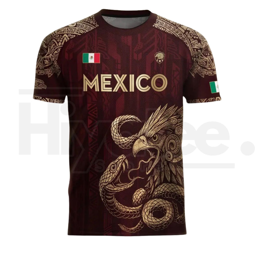 Mexico Aztec Eagle Heritage Soccer Jersey – All-Over Print Tribal Graphic