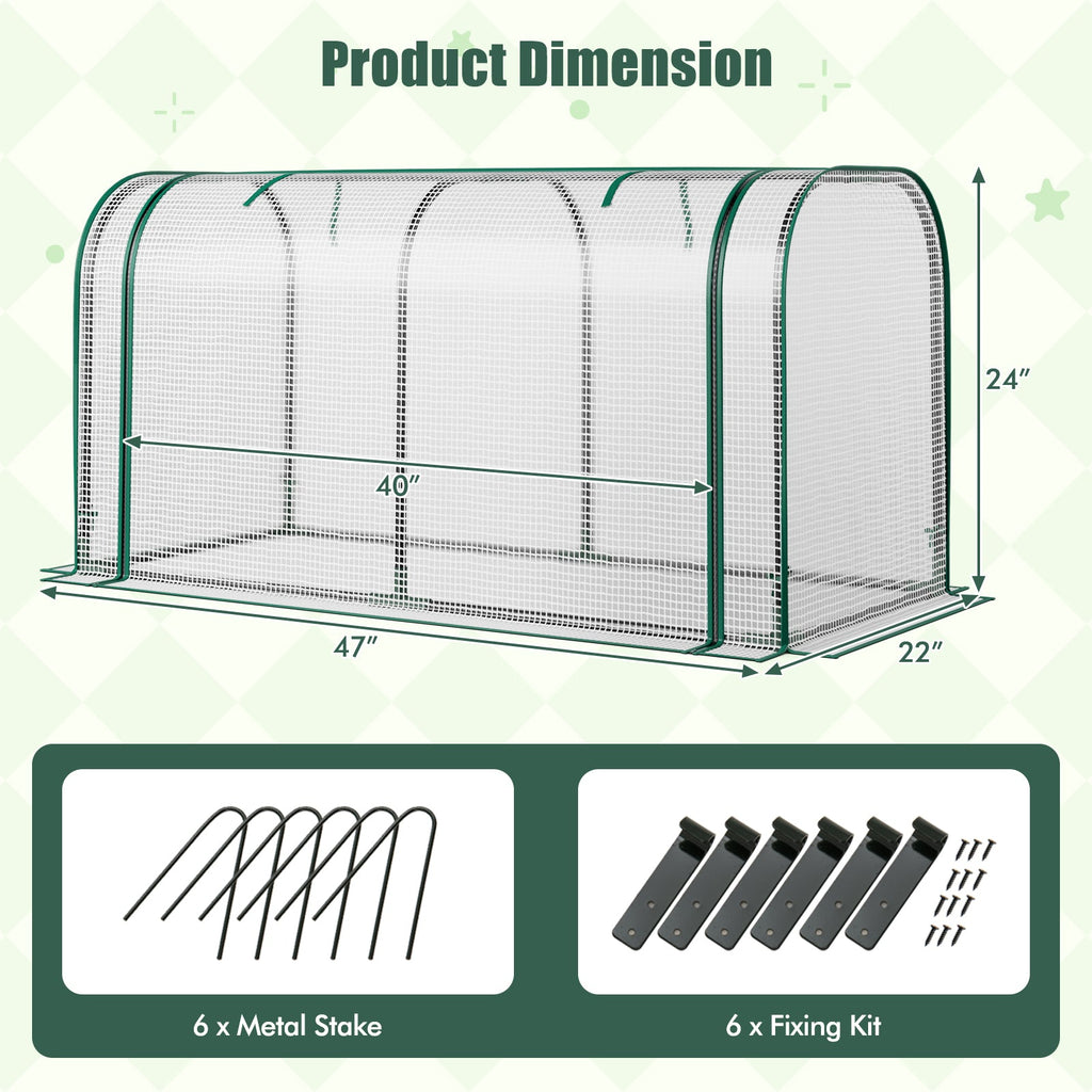 Mini Tunnel Greenhouse with Roll-up Zipper Door