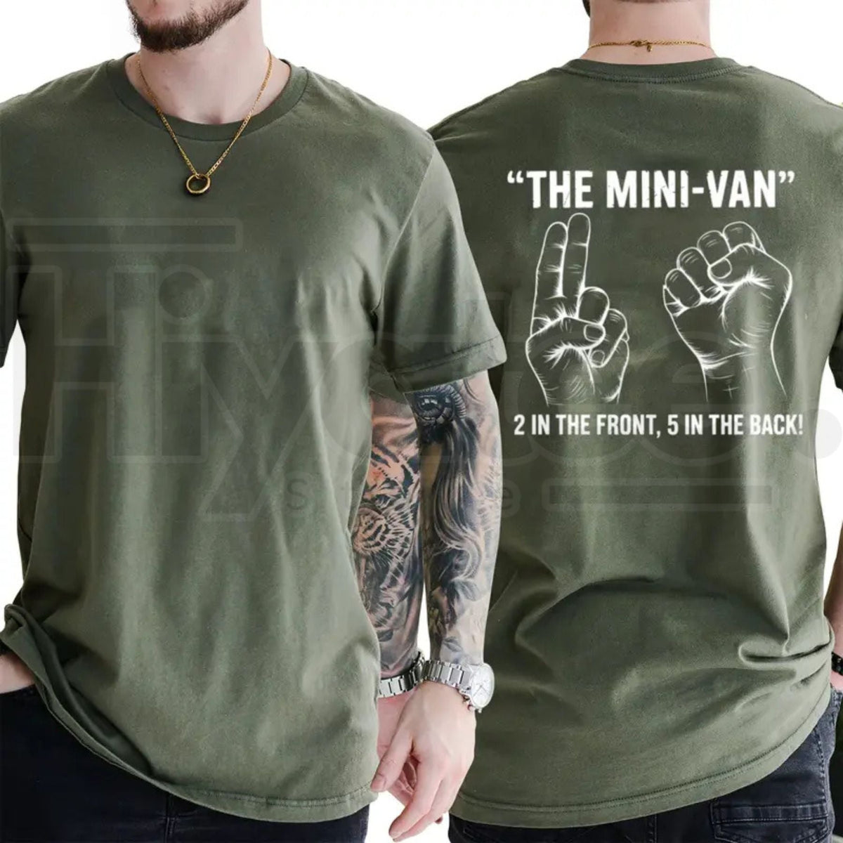 Minivan Funny Family T-Shirt – 2 Front 5 Back Tee