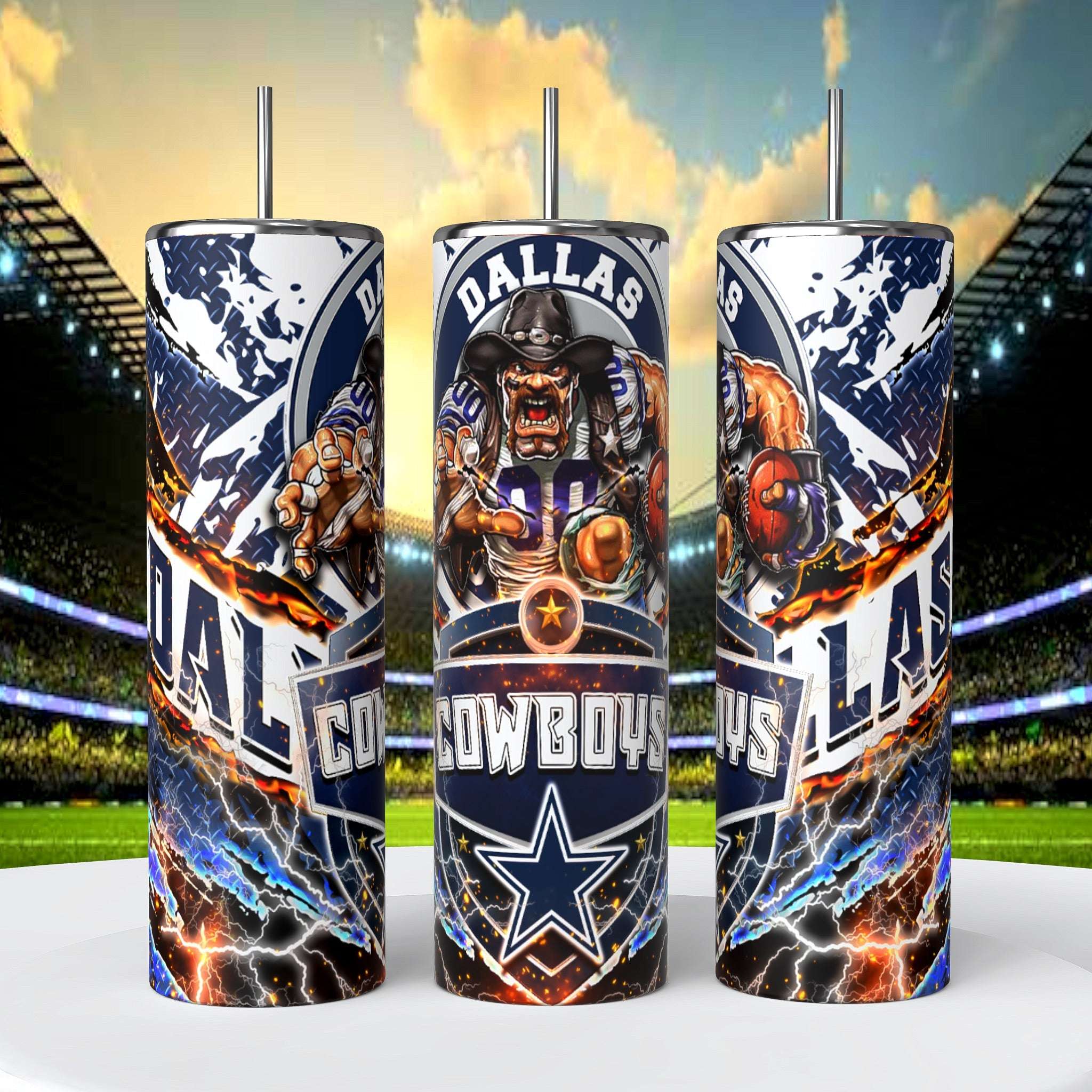 Dallas Cowboys 20oz Skinny Tumbler With Lid and Straw