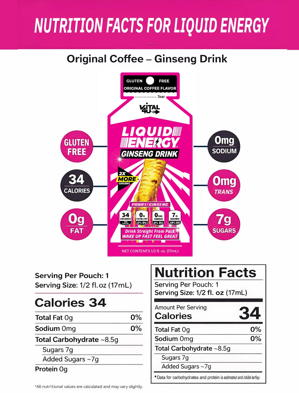 Liquid Energy Ginseng Drink Original Coffee