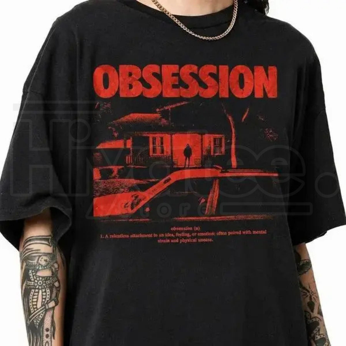 Obsession Definition Graphic T-Shirt – Dark Aesthetic Streetwear Tee, Vintage Gothic Oversized Shirt