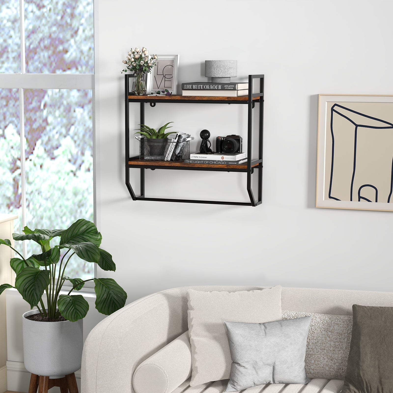 Over the Toilet Shelf Wall Mounted with Metal Frame for Bathroom