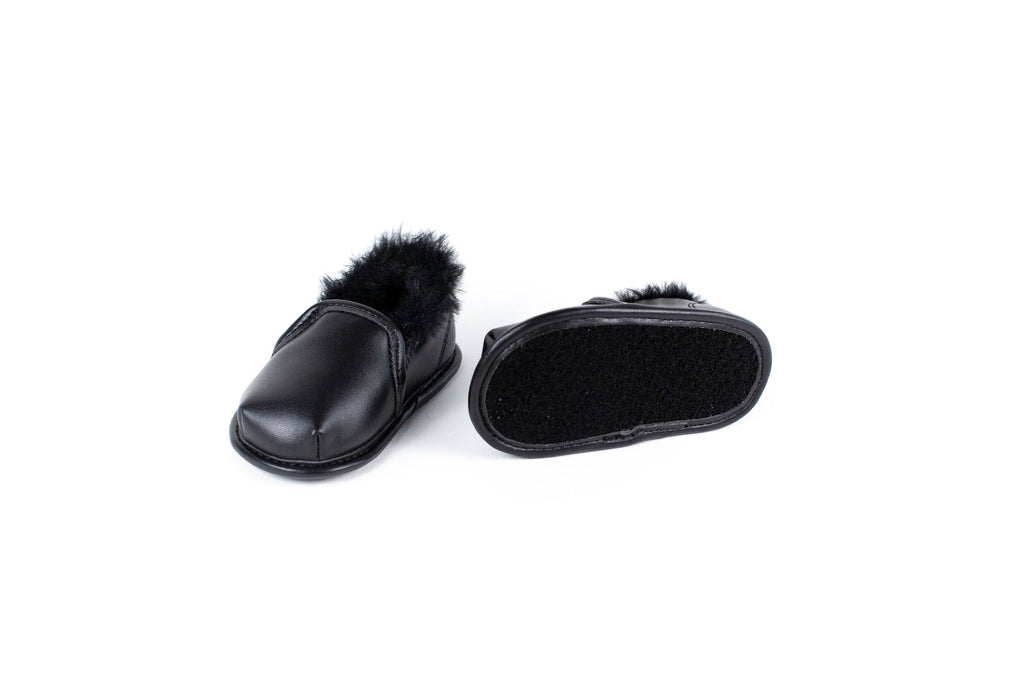 Black Faux-Fur Barefoot Shoe Topper | Ozznek Removable Sole Shoes