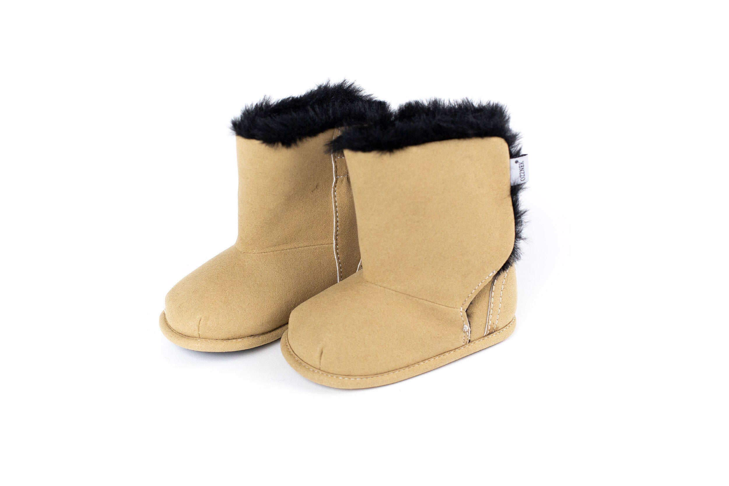 Brown Faux-Fur Barefoot Boot Topper | Ozznek Removable Sole Shoes