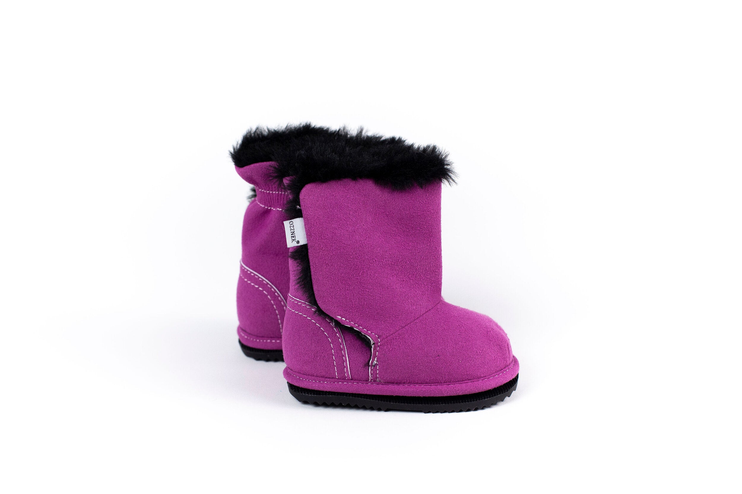 Magenta Faux-Fur Barefoot Boot Topper | Ozznek Removable Sole Shoes