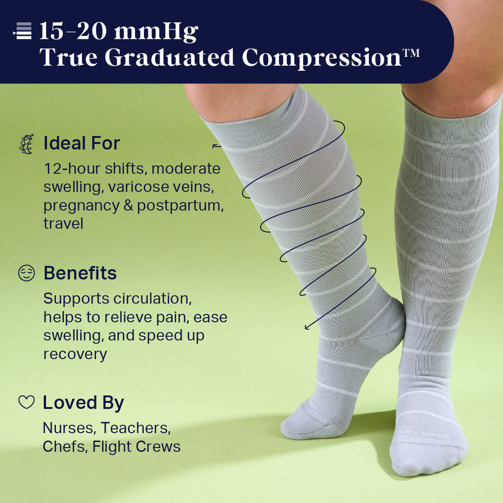 Knee-High Compression Socks - 3 Pack Stripes