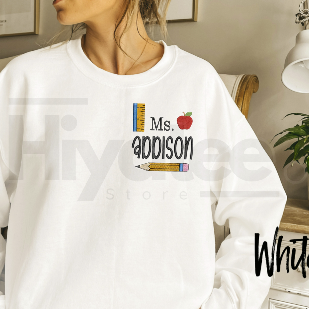 Personalized Teacher Sweatshirt – Custom Embroidered Name School Theme Crewneck & Appreciation Gift