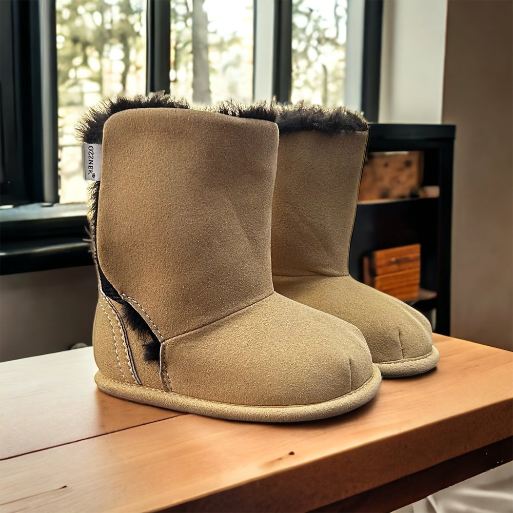 Brown Faux-Fur Barefoot Boot Topper | Ozznek Removable Sole Shoes