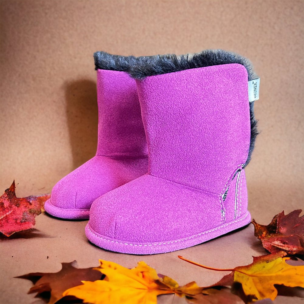 Magenta Faux-Fur Barefoot Boot Topper | Ozznek Removable Sole Shoes