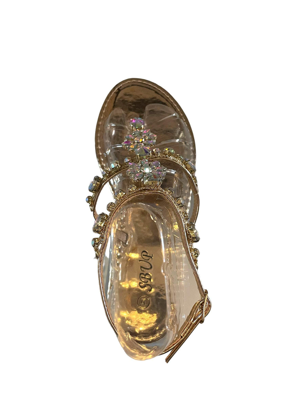 SB UP LS-01 Rose Gold with Gems Sandals