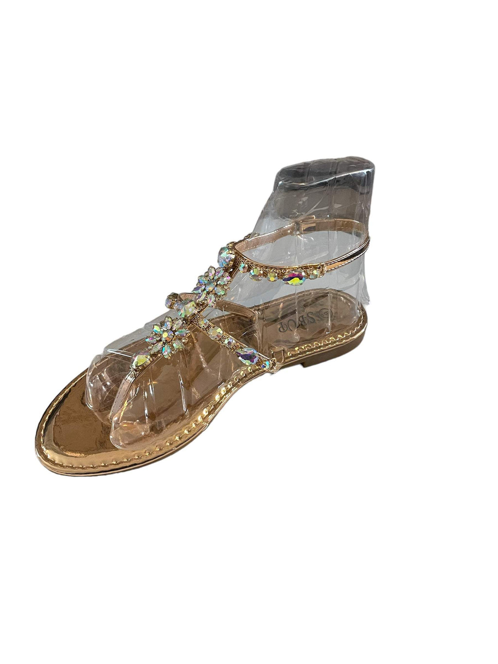 SB UP LS-01 Rose Gold with Gems Sandals