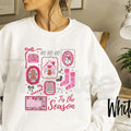 Pink Christmas Sweatshirt, Tis The Season Candy Cane Bow Santa Graphic Pullover