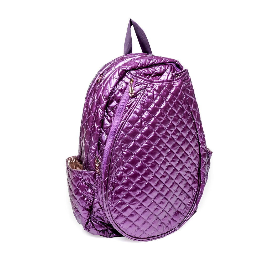 Purple Quilted Tennis Racquet Backpack