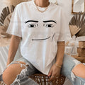Roblox Minimalist Face Graphic T-Shirt – Sarcastic Expression Tee