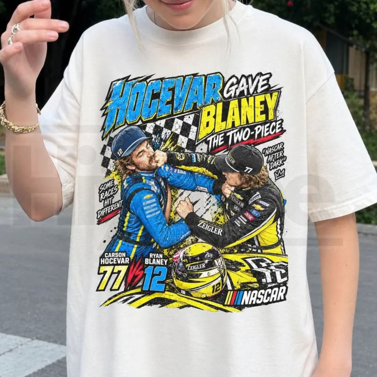 Ryan Blaney vs Carson Hocevar T-Shirt – Racing Rivalry Graphic Tee