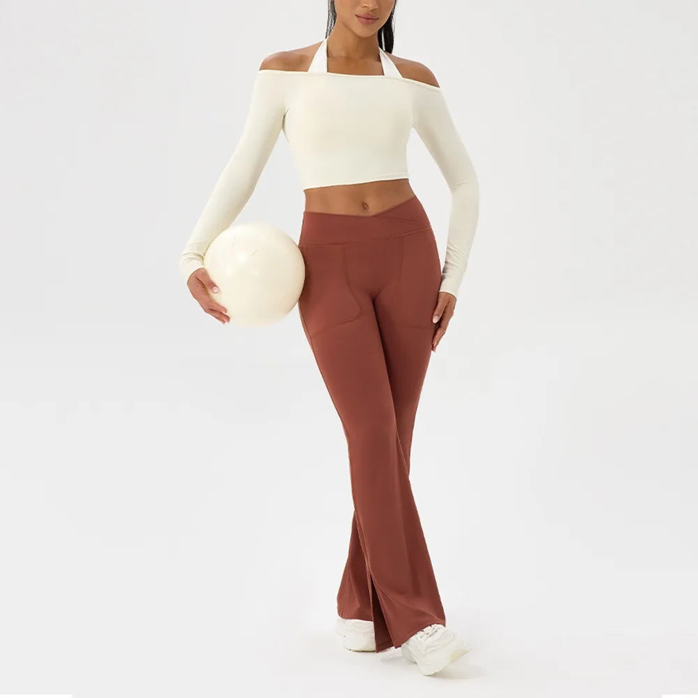 Off Shoulder Long Sleeve Yoga Top